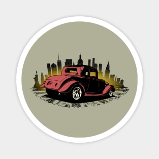 34 Ford with City Skyline, red Magnet